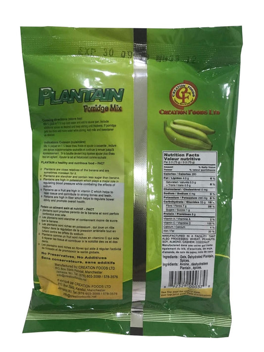 Jamaican Porridge Mix By Creation Foods - Nutritional And Energizing Hot Or Cold Morning Cereal (Plantain Porridge Mix, 3 Pack)