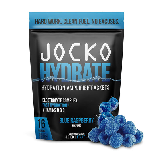 Jocko Fuel Hydrate Electrolytes Powder Packets No Sugar - Hydration Amplifier Packets For Recovery, Dehydration, & Exercise - With Vitamins B6, B12 & C (32 Packets) (2 Pack Bundle)