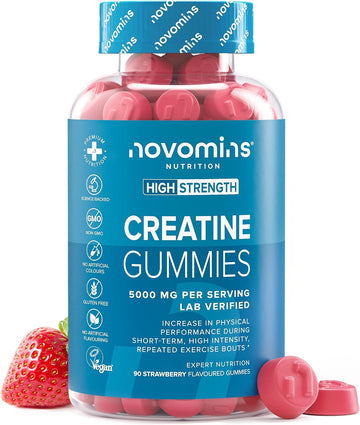 Creatine Gummies - 5000Mg Lab Verified - High Strength Monohydrate Gummies - Increase Physical Performance - Alternative To Tablets, Powder & Capsules - Novomins