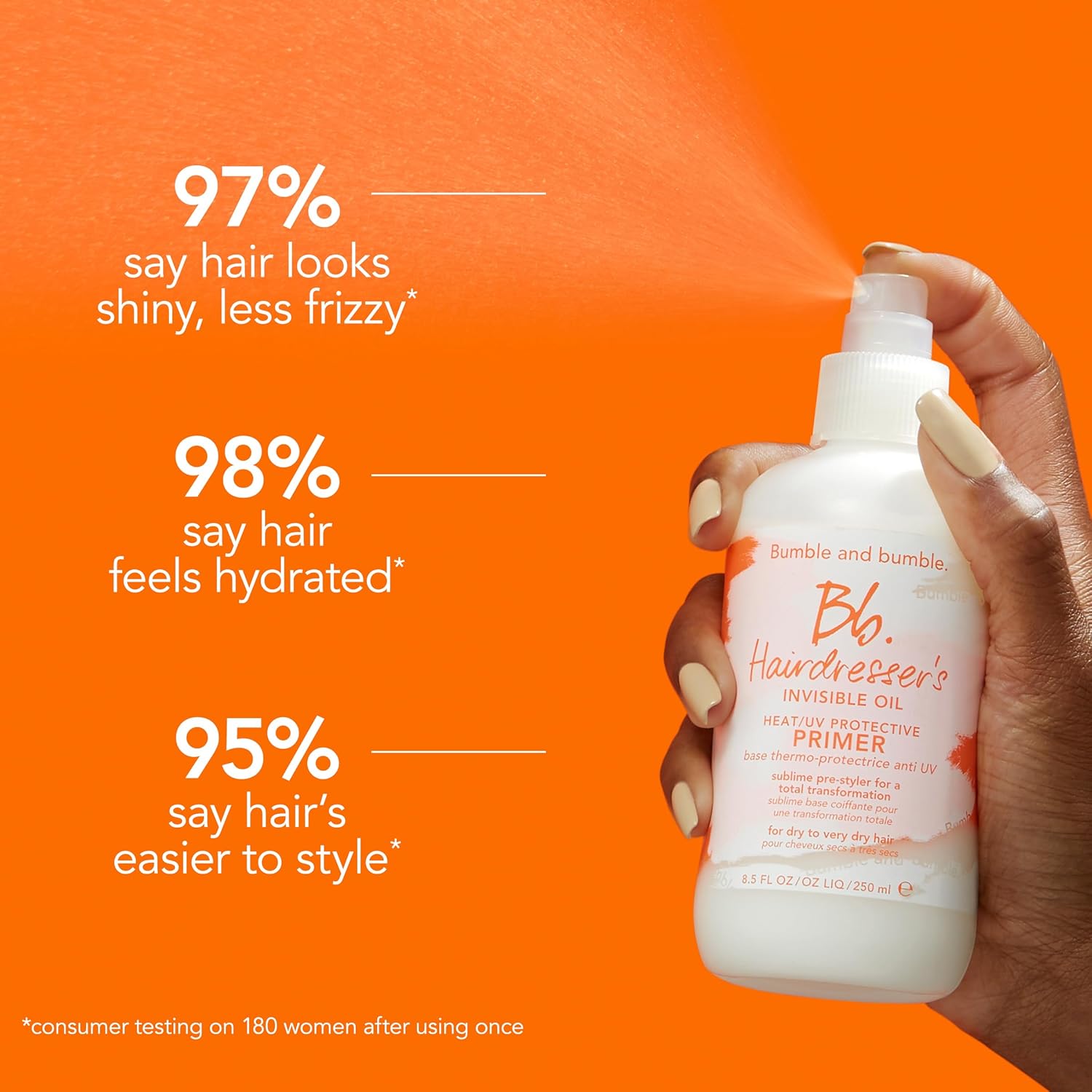 Bumble and bumble. Hairdresser's Invisible Oil UV/Heat Protection Leave-In Conditioner Hair Primer, 8.5 fl. oz. : Beauty & Personal Care