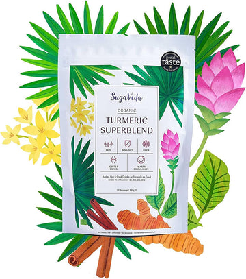 Sugavida | Organic Turmeric Superblend - 240 Grams | Triple-Strength Curcumin | Instant Golden Milk Or Turmeric Latte | Great Taste Award Winner | Authentic Ayurvedic Blend