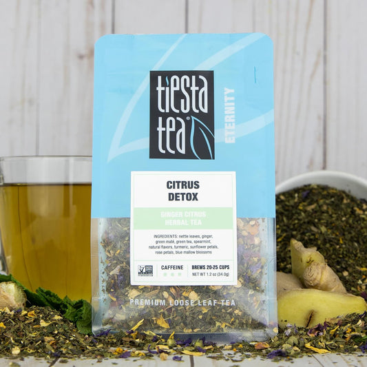 Tiesta Tea - Ginger Citrus Herbal Tea | Premium Loose Leaf Tea Blend | High Caffeinated Tea | Make Hot Or Iced Tea & Brews Up To 25 Cups | Made W/ Natural Ingredients - 1.2 Ounce Resealable Pouch