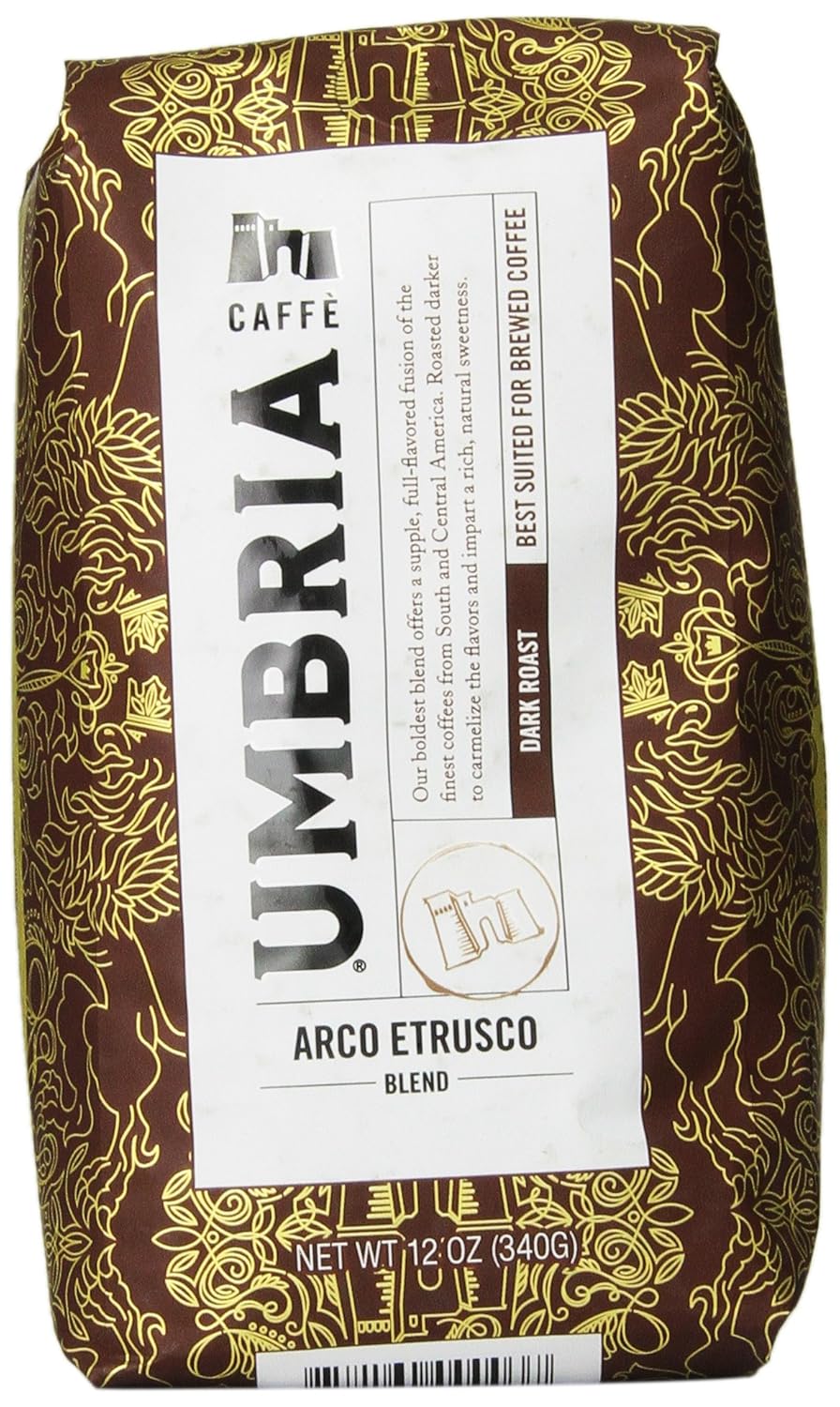 Caffe Umbria Fresh Seattle Whole Bean Roasted Coffee, Arco Etrusco Blend Dark Roast, 12 Oz. Bag