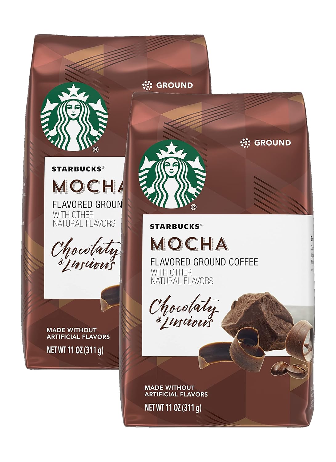 Starbucks Mocha Flavored Coffee, Flavored Ground Coffee, Made With No Artificial Flavors, Flavorlock Packaging For Fresh Flavor, Bag (Pack Of 2)
