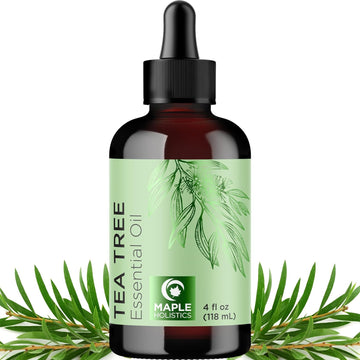 Pure Tea Tree Oil 4Oz - Australian Tea Tree Essential Oil For Hair Nails And Skin- Aromatherapy Tea Tree Oil For Skin Dry Scalp Cleanser Nail Cleaner Plus Purifying Humidifier And Diffuser Oil
