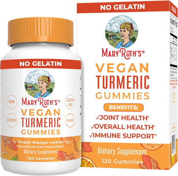 Maryruth Organics Turmeric Gummies | Organic Turmeric Curcumin Extract | Chewable Turmeric Supplement | Vegan | Non-Gmo | Gluten Free | Peach | Mango & Lemon Flavor | 250 Mg Per Serving | 120 Count