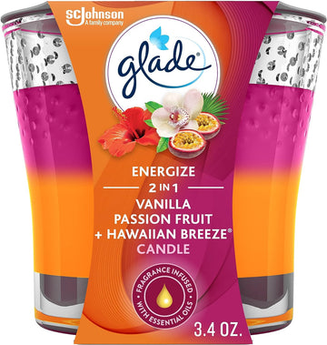 Glade Candle Jar, Air Freshener, 2in1, Vanilla Passion Fruit + Hawaiian Breeze, 3.4 Oz