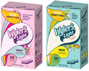 Wyler'S Light Tiktok Bundle Variety Pack - Pack Of 2 - Pink Variety Pack And Blue Variety Pack - 20 Packets Per Box - Trend Inspired Flavors - Low Calorie Drink Mix