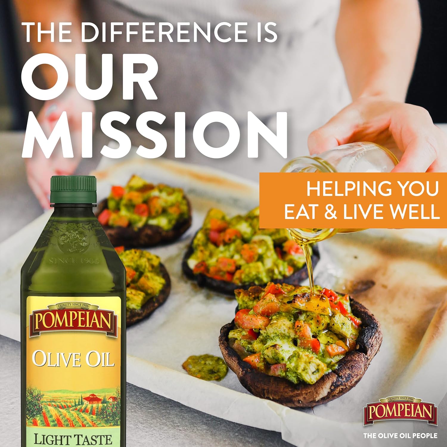 Pompeian Light Taste Olive Oil, Subtle Flavor, Perfect For Frying & Baking, Naturally Gluten Free, Non-Allergenic, Non-Gmo, 24 Fl. Oz