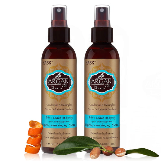 Hask Argan Oil Collection: 2 5-In-1 Leave In Conditioners And 1 Shampoo And Conditioner Set