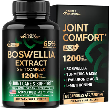 Boswellia 1200Mg - Boswellia Extract | Turmeric | Hyaluronic Acid | Msm | Same - Joint Health & Comfort - Boswellia Serrata | 65% Boswellic Acid - For Men & Women - Made In Usa - 120 Capsules