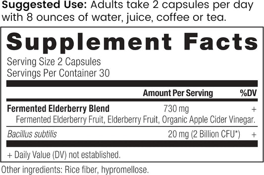 Elderberry And Probiotics Supplement By Ancient Nutrition, Ancient Herbals Black Elderberry Capsules, Immune System Support, Whole Food Supplement, Gluten Free, Paleo And Keto Friendly, 60 Capsules