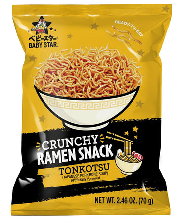 Baby Star Crunchy Ramen Snack Tiny | Tonkotsu 2.46Oz (6 Pack) | Delicious Dry Ramen Snack Packs