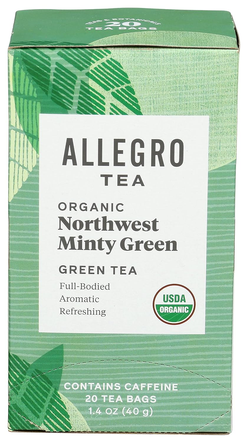 Allegro Tea, Organic Northwest Minty Green Tea Bags, 20 Ct