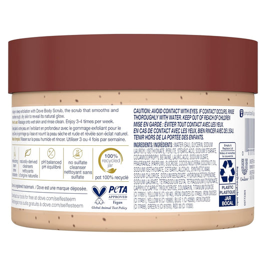 Dove Scrub Brown Sugar & Coconut Butter For Silky Smooth Skin Body Scrub Exfoliates & Restores Skin'S Natural Nutrients 10.5 Oz