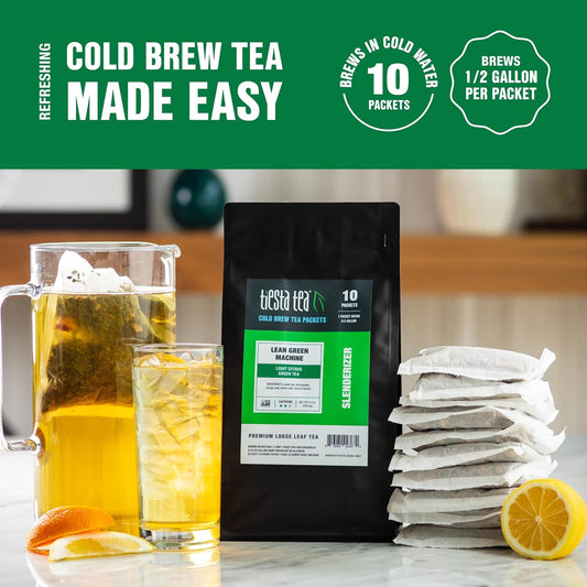 Tiesta Tea - Lean Green Machine Cold Brew Tea | Light Citrus Green Tea | Premium Loose Leaf Iced Tea Blends | Medium Caffeinated Iced Tea | 10 Cold Brew Tea Bags - Brews 1 64Oz Pitcher Each