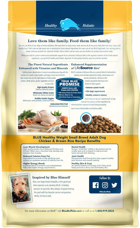 Blue Buffalo Life Protection Formula Natural Adult Small Breed Healthy Weight Dry Dog Food, Chicken And Brown Rice 6-Lb