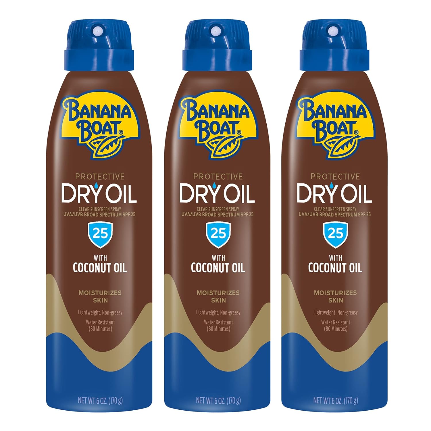 Banana Boat Protective Dry Oil Clear Spray Sunscreen SPF 25, 6oz | Tanning Sunscreen Spray, Banana Boat Dry Oil, 25 SPF Tanning Oil, Dry Tanning Oil Spray, Oxybenzone Free Sunscreen, 6oz