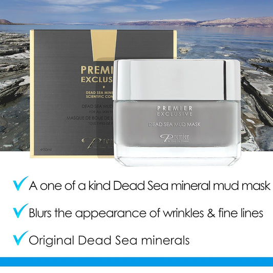 Dead Sea Mud Face Mask Premier Dead Sea Online Exclusive, Natural Formula, Wrinkle Reducer, Anti-Aging, Pore Minimizer, Witch Hazel, Aloe Vera, Minerals, Vitamins, Nutrients, Antioxidants 1.7Fl.Oz