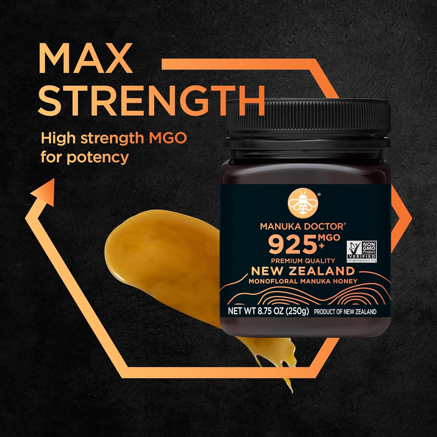 Manuka Doctor - Mgo 925+ Manuka Honey Monofloral, 100% Pure New Zealand Honey. Certified. Guaranteed. Raw. Non-Gmo (8.75 Oz)