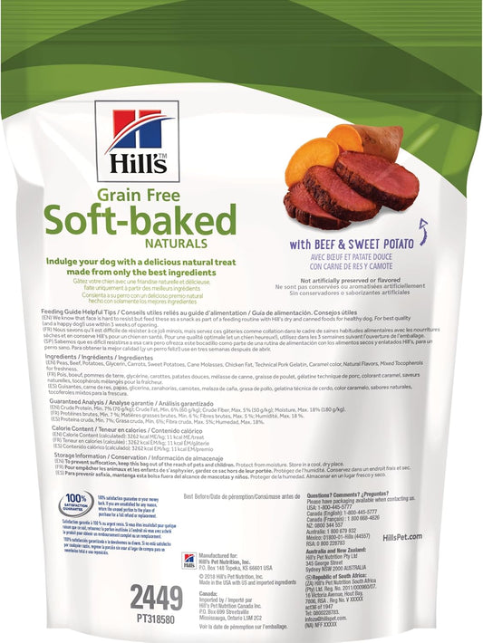 Hill'S Grain Free Soft Baked Naturals, All Life Stages, Great Taste, Dog Treats, Beef & Sweet Potato, 8 Oz Bag