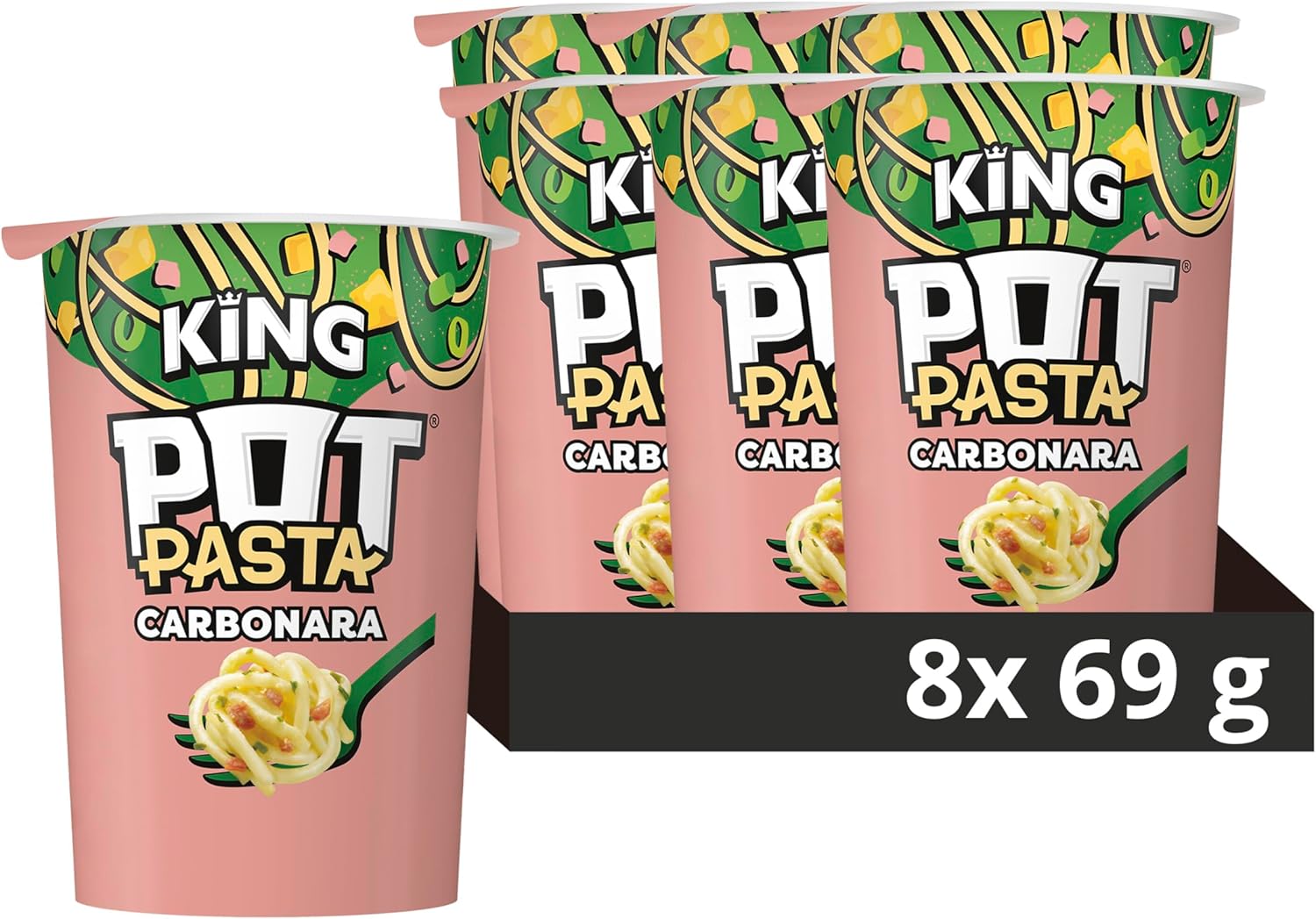 Pot Pasta King Creamy Carbonara Instant Hot Snack From The Nation'S Favourite Instant Noodle Brand* Quick Snacks For When You Need Filling Up 8X 69 G