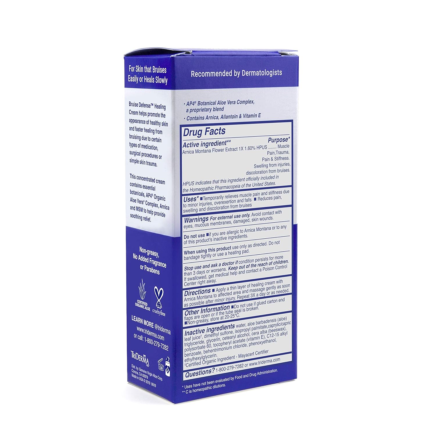 Triderma Diabetic Bruise Healing Cream - 2.2 Oz Tube : Health & Household