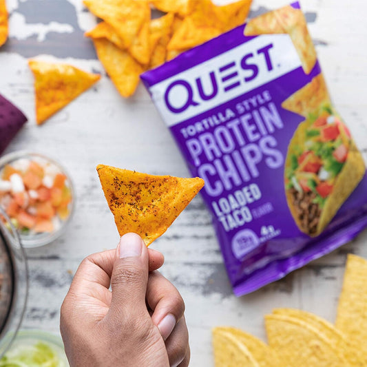 Quest Nutrition Loaded Taco Tortilla Style Protein Chips, 19G Protein, 4G Net Carb, Low Carb, Gluten Free, 1.1 Oz (Pack Of 12)