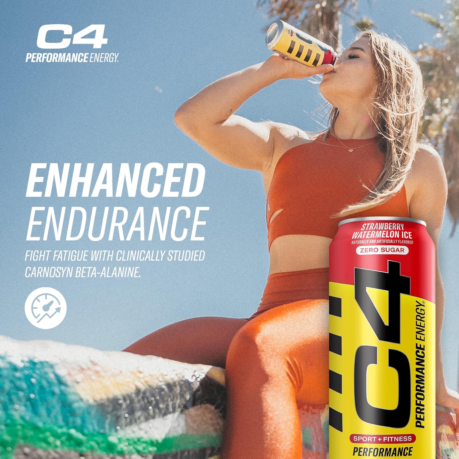 C4 Energy Drink 16Oz (Pack Of 12) - Strawberry Watermelon Ice - Sugar Free Pre Workout Performance Drink With No Artificial Colors Or Dyes