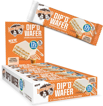 Lenny & Larry'S Dip’D Wafer Bar, Caramel Macchiato, 17G Dairy & Plant Protein, Box Of 12