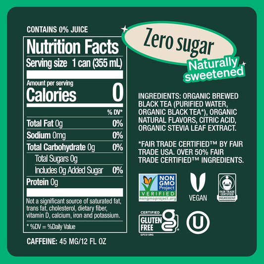 Zevia Zero Sugar Tea, Earl Grey Tea Blood Orange, 12 Oz Cans (12-Pack) – Naturally Sweetened, Zero Calorie Sugar Free - Non-Gmo Project Verified, Gluten-Free, Vegan