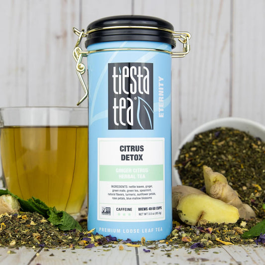 Tiesta Tea - Ginger Citrus Herbal Tea | Premium Loose Leaf Tea Blend | High Caffeinated Tea | Make Hot Or Iced Tea & Brews Up To 50 Cups | Made W/ Natural Ingredients - 3 Ounce Refillable Tin