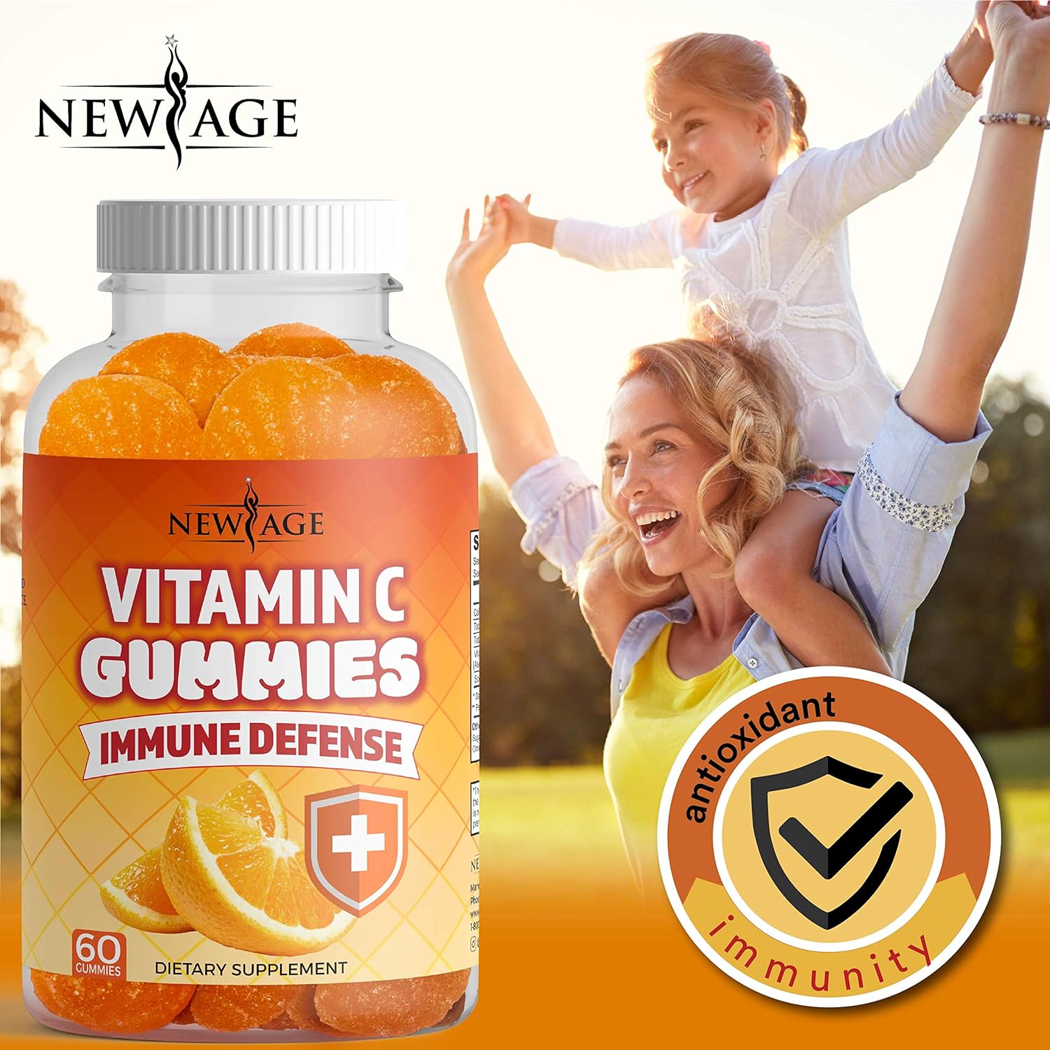 NEW AGE Vitamin C Gummies Orange Vitamin C Gummy - Supports Healthy Immune System - Vegetarian Without Gluten (60 Gummies) : Health & Household