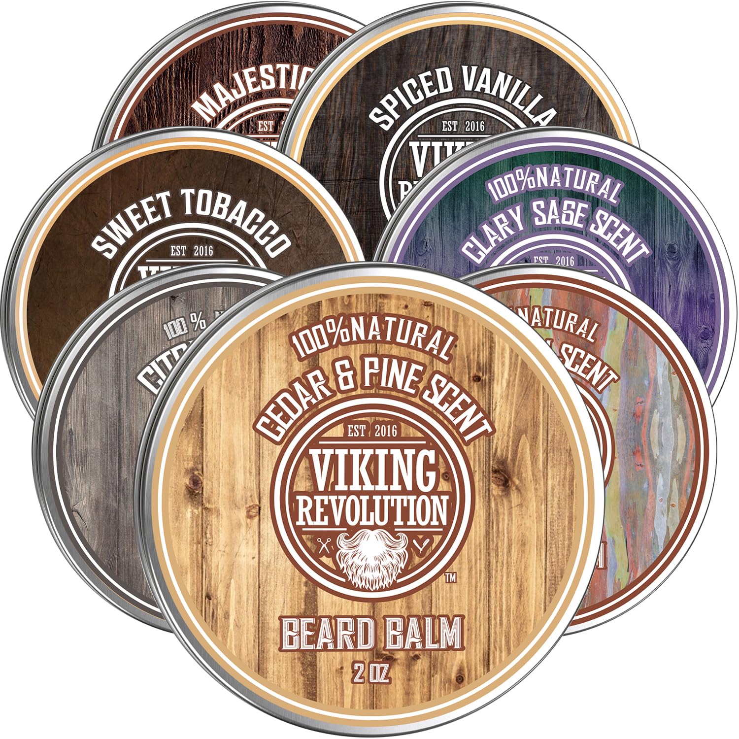 Viking Revolution Beard Balm Cedar & Pine Scent W/Argan & Jojoba Oils - Styles, Strengthens & Softens Beards & Mustaches - Leave In Conditioner Wax For Men