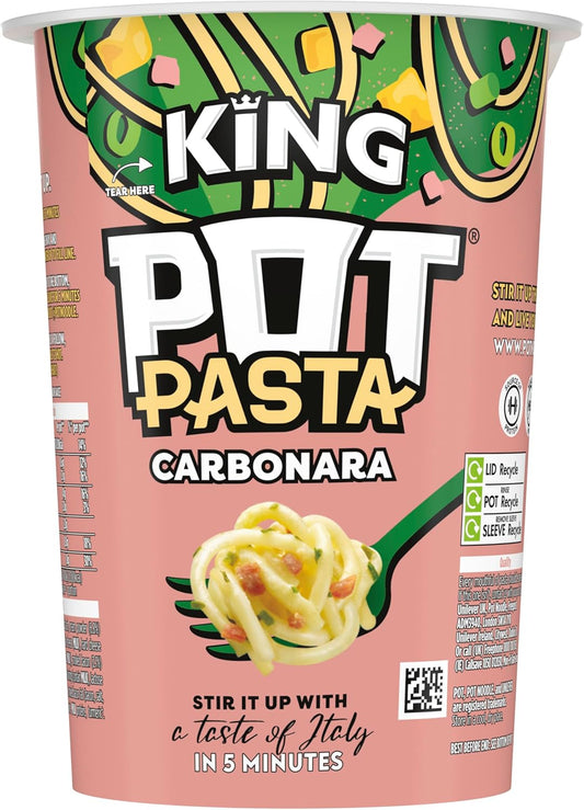 Pot Pasta King Creamy Carbonara Instant Hot Snack From The Nation'S Favourite Instant Noodle Brand* Quick Snacks For When You Need Filling Up 8X 69 G (Pack Of 2)