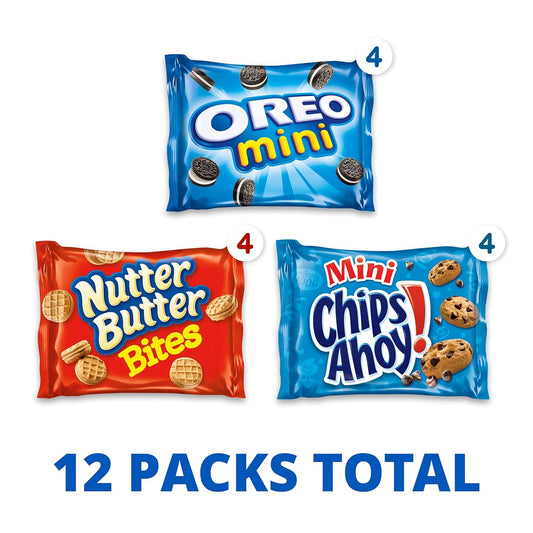 Nabisco Cookie Variety Pack Oreo Mini, Nutter Butter Bites, Chips Ahoy! Mini, 12 Snack Packs