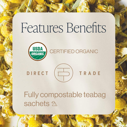 Rishi Tea Chamomile Medley Tea - Usda Organic Tea Bags, Caffeine Free, Chamomile Flowers W/ Lemongrass, Lemon Verbena, & Spearmint - 15 Sachets