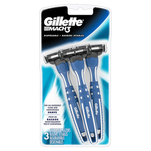 Gillette Mach3 Men'S Disposable Razors, 3 Count