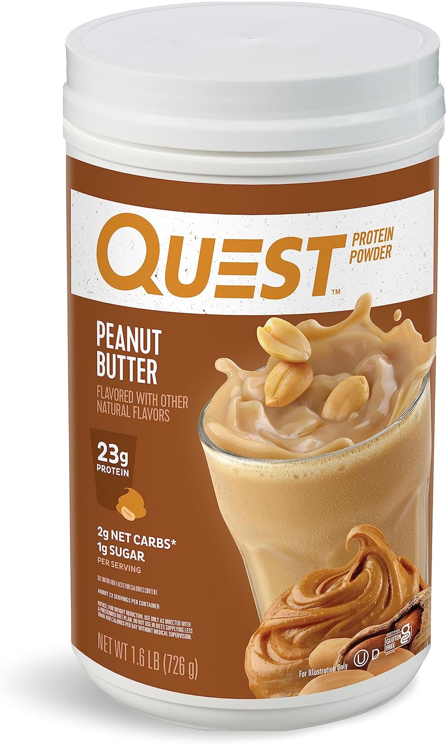 Quest Nutrition Peanut Butter Protein Powder, 23g Protein, 1g Sugar, L