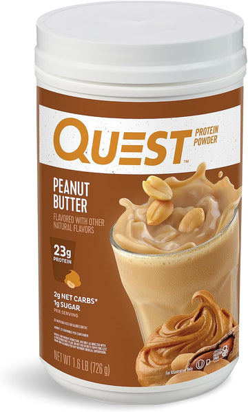 Quest Nutrition Peanut Butter Protein Powder, 23G Protein, 1G Sugar, Low Carb, Gluten Free, 1.6 Pound, 23 Servings