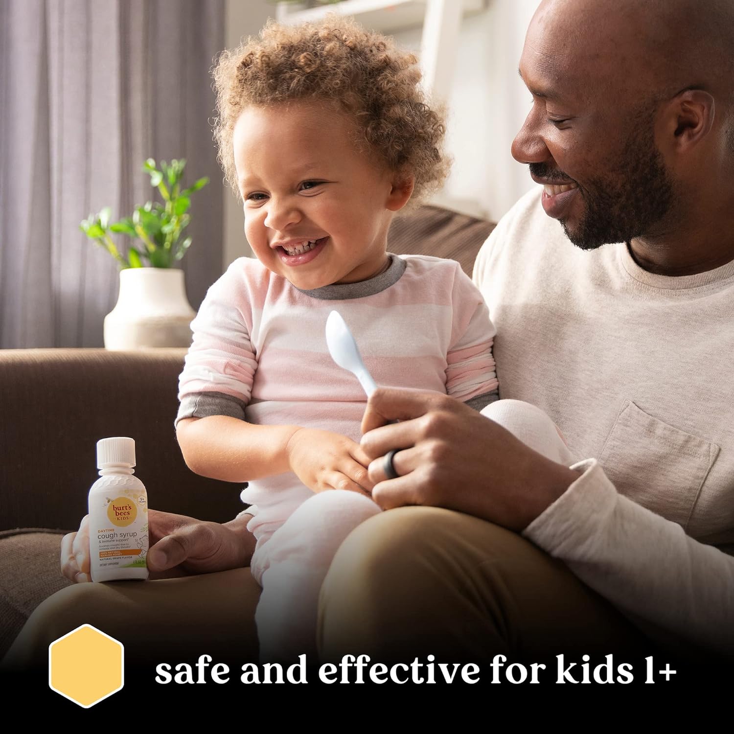 Burt's Bees Kids Daytime Cough Syrup and Immune Support, Natural Grape Flavor, Dietary Supplement, 4 Fl Oz : Health & Household