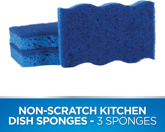 Dawn Non-Scratch Kitchen Dish Sponges, Blue (Pack Of 3)