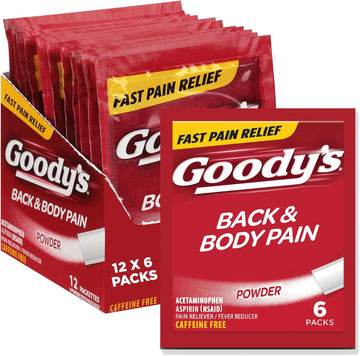 Goody's Back and Body Pain Relief Powder, Dissolve Packs, 6 Individual Packets, 12 Pack