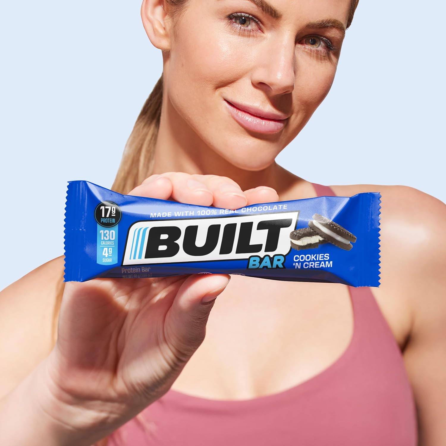 BUILT Protein Bars, Cookies 'N Cream, 12 Count, 1.73oz Bars, Gluten Free Protein Snacks with 17g of High Protein. Chocolate Protein Bar only 130 calories & 4g sugar, Great On The Go Protein Snack : Health & Household