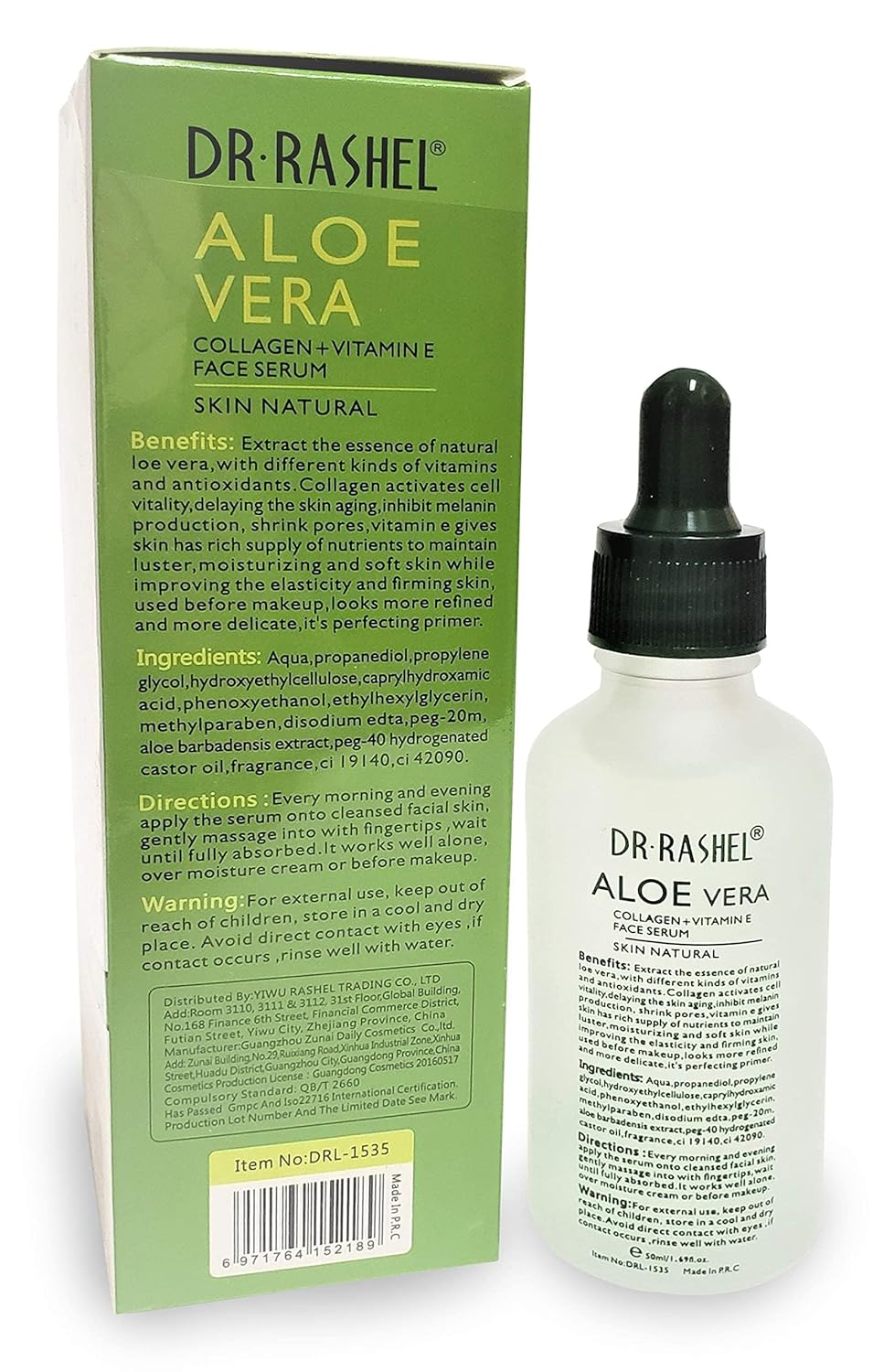 Dr Rashel Aloe Vera Collagen + Vitamin E Face Serum | Anti - Wrinkle, Instantly Smooth Hydrates & Moisture Skin, Size 1.69 Oz : Beauty & Personal Care