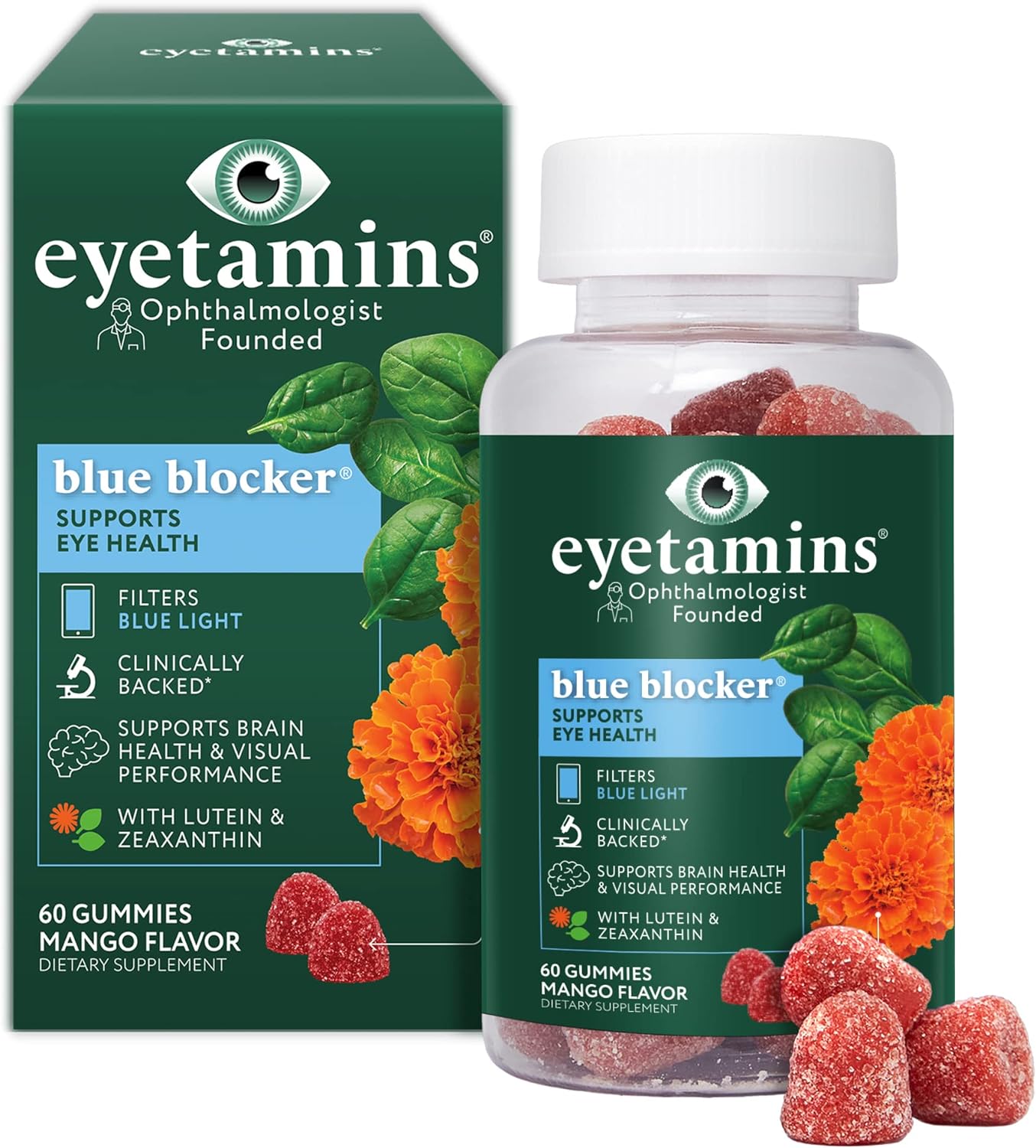 Blue Blocker® Eye Health - 60 Lutein Gummies - Ophthalmologist-Developed - Support Vision, Filter Blue Light & Help Eye Strain - Promotes Sleep, Focus Eyesight – Vegan & Non-GMO Formula