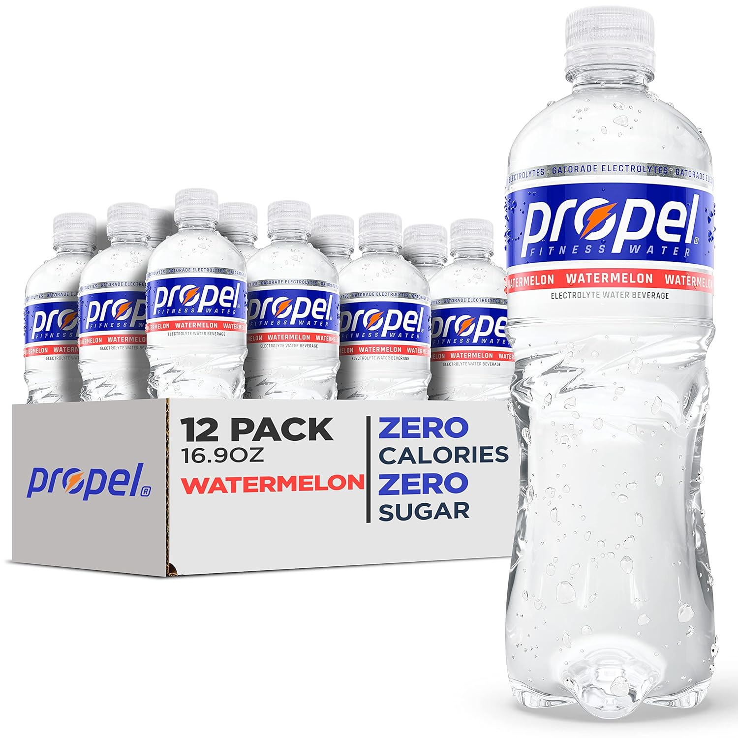 Propel, Watermelon, Zero Calorie Sports Drinking Water With Electrolytes And Vitamins C&E, 16.9 Fl Oz (Pack Of 12)