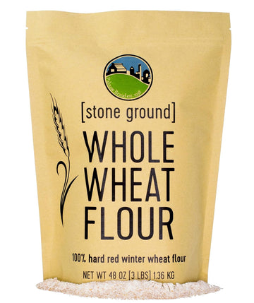 Hard Red Winter Whole Wheat Flour | 3 LBS | Non-GMO | 100% Non-Irradiated | Certified Kosher Parve | USA Grown | Field Traced | Resealable Kraft Bag