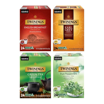 Twinings K-Cup Pods Variety Pack, Includes English Breakfast, Earl Grey, Green, And Pure Peppermint Tea For Keurig And Single Cup Brewers, 24 Count (Pack Of 4), Enjoy Hot Or Iced | Packaging May Vary