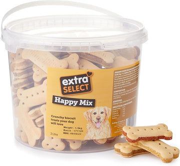 Extra Select Happy Mix Dog Treat Biscuits in a 3ltr Bucket (approx 100 biscuits)?01SBT5
